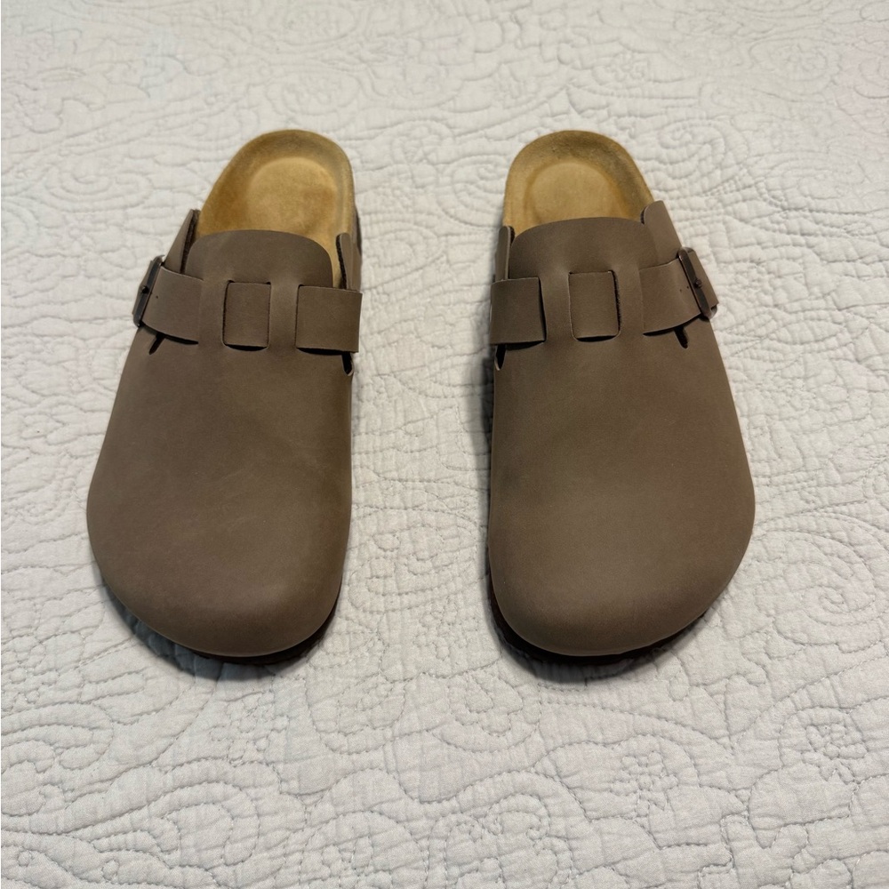 Brown Leather Clogs